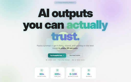 PromptFix: Prompt Score & Enhancer for ChatGPT, Claude, Gemini, Perplexity :: Score any prompt 0-100 before you send it, see what's weak, and fix it in one click. In ChatGPT, Claude, Gemini and Perplexity.