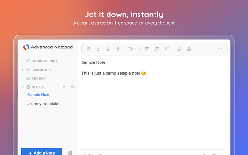 Advanced Notepad :: Simple Notepad yet filled with rich features. Format text, create multiple notes, autosave, remote backup. Faster than ever.