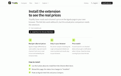 Tripdify Saver :: Compares booking site prices in your own browser and reports them to Tripdify.