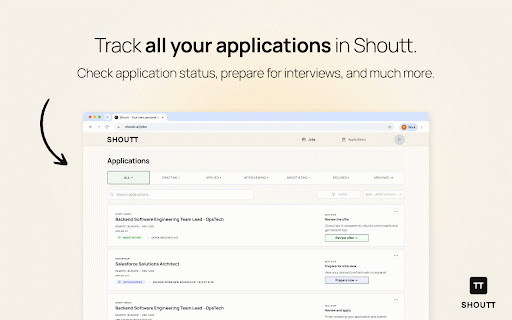 Shoutt :: Preview employer application forms, auto-fill them from your Shoutt profile, and track every application you send.