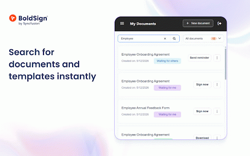 BoldSign: eSignature & Document Signing :: Send, sign, and manage documents. Get instant signing notifications directly from your browser toolbar.