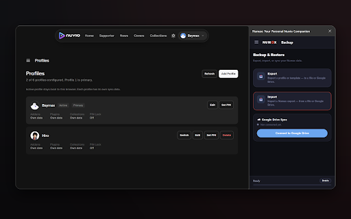 Numax: Your Personal Nuvio Companion :: Save your Nuvio profiles as templates and reuse them across your account.