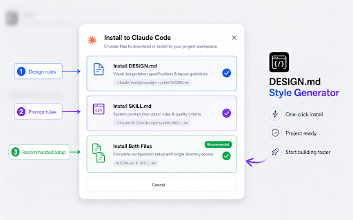 DESIGN.md Style Generator - Tokens for Claude, Antigravity, Cursor & Codex :: Extract CSS variables, typography, and layout into clean DESIGN.md files for Claude Code, Antigravity, Cursor, and Codex.