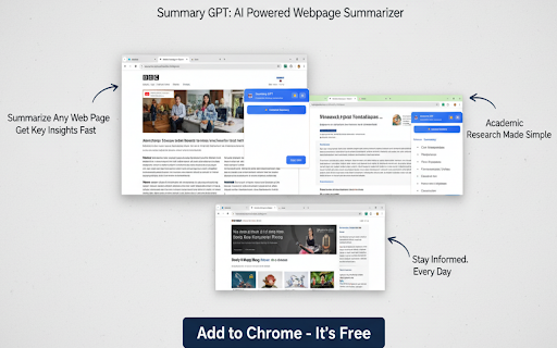 AI Web Summarizer - Article Reader :: Instantly summarize any article or webpage with ChatGPT. Get smart summaries and ask follow-up questions.