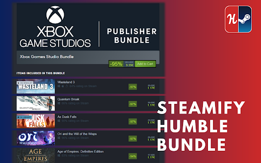 Steamify Humble Bundle :: Changes the appearance of Humble Bundle's game bundle pages into a cleaner, Steam Store-inspired layout for easier browsing.