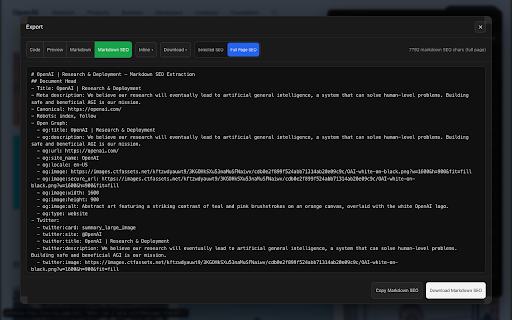 SavedPixel HTML CSS JS Extractor :: Extract HTML, CSS, assets, Markdown, and SEO Markdown from webpages with a visual picker and clean exports.