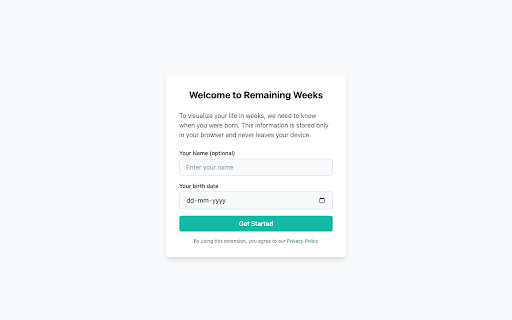 Remaining Weeks :: A chrome extension to show remaining weeks in your life