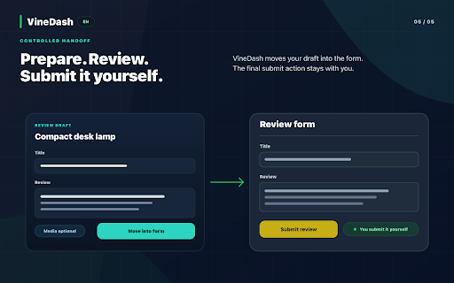 VineDash :: VineDash macht deinen Vine-Workflow leichter: Bestellungen, Rezensionen und wichtige Hinweise übersichtlich verwalten.