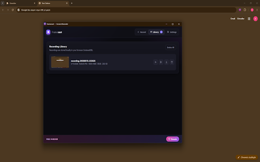 Framecast - Screen Recorder :: Record your screen, a window, a tab, or a region — then trim the clip. Camera, mic & system audio. WebM / MP4 / GIF output.