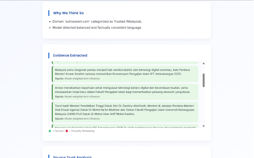 Fake News Detector 101 :: AI-powered browser extension that detects misleading or false news on any webpage in real time.