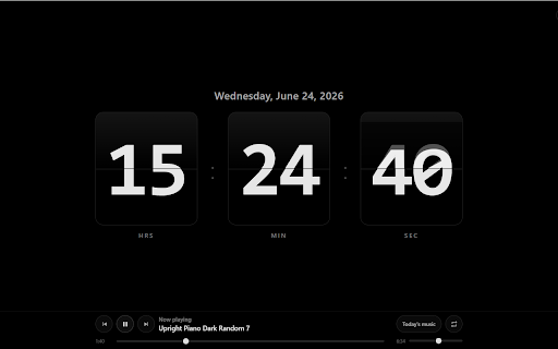 Universpaces Flip Clock :: A calm flip clock in Chrome's side panel with daily wallpapers and ambient music.