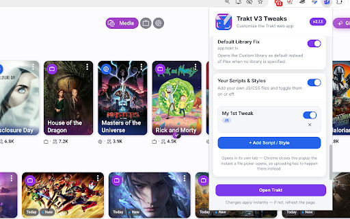 Trakt V3 Tweaks :: Toggleable tweaks for the terrible Trakt v3 interface