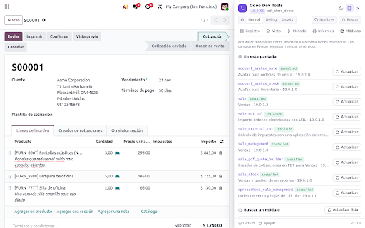 Odoo Dev Tools :: Odoo 15–19 developer tools: inspect fields and buttons, edit records, get XPaths, run methods, preview reports.