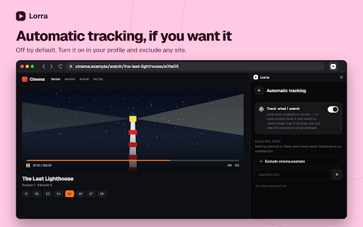 Lorra — Remember what you watch :: Save and track the movies, series and anime you watch across any website.