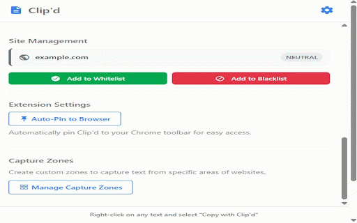 Clip'd :: Select, mark up, and copy text/images from web pages — export, send to clipboard, or save with annotation and AI OCR support!!