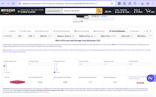 Financial Forecast Studio for Amazon Sellers :: Supercharge your Amazon product research with real-time financial insights.