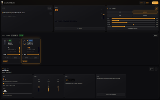 Connect Multiple Speakers — Bluetooth Sync :: Play one tab or audio file on multiple speakers at once. Measures each device's delay so Bluetooth and wired output stay in sync.