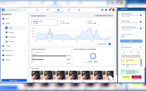 KundiPost – Facebook Groups & Marketplace Auto Poster :: Bulk post to Facebook Groups and Marketplace using reusable posts and listings, paced queues, optional AI rewriting, and cleanup.