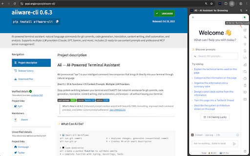 Aii - AI Assistant for Browsing :: AI chat assistant with page context awareness - developed by aiiware.com
