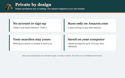 Niche Hound – KDP Book Research: BSR, Sales & Keywords on Amazon :: Automatic Amazon book research for KDP: BSR for every edition, estimated sales and royalty ranges, Kindle Unlimited and keywords.