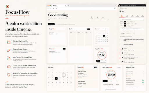 Focus-Productive Task Management :: Deep Work Mode productivity tool — blocks distractions, focus timer, task manager, sticky notes & new-tab dashboard. By Odleans.com