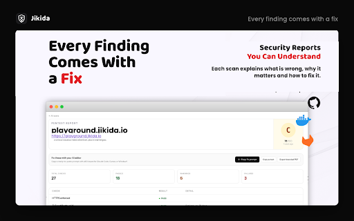 Security Scan, Malware & Firewall — Jikida :: Scan any site for exposed secrets, weak headers, malware and API risks — right in your browser.
