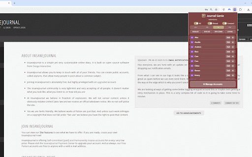 Journal Genie :: Easily switch between multiple accounts on journal websites