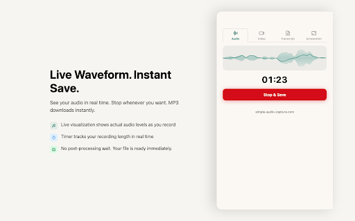 Simple Audio Capture :: Capture audio from the current browser tab and save it as an MP3 file.
