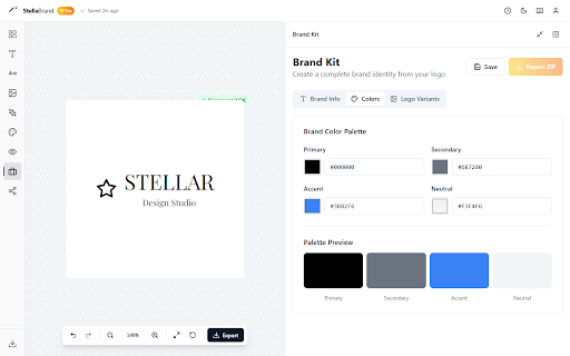 StellaBrand – Logo Maker & Brand Kit :: Create typography logos and brand kits in minutes with Google Fonts, icons, colors & exports. Start designing now!