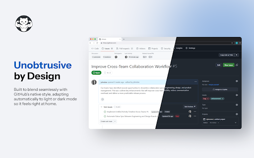 GitFlex - UX Enhancements for GitHub :: GitHub UX enhancements for PRs, issues, and projects: top bar tools, split preview, parent issue tracking, and automation.