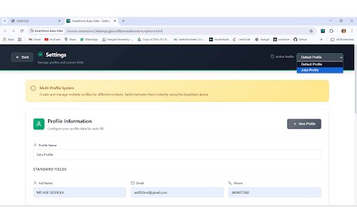 SmartForm Auto-Filler :: Auto-fill web forms with your profile or random test data. Perfect for developers, testers, and survey participants.