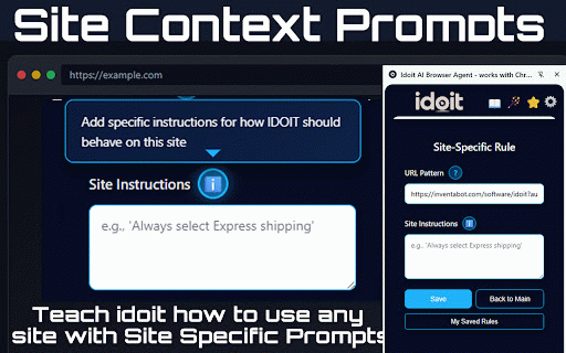 Idoit AI Browser Agent - works with Chrome :: AI-powered browser automation for Chrome. Automate tasks, fill forms, control websites with voice and intelligent web navigation.