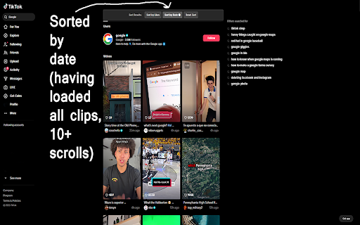 TikTok Search Sorter :: Sorts TikTok search results by Likes or Date!