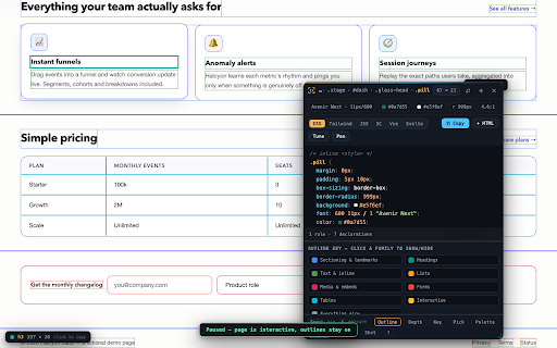 StyleGrab — Inspect & Copy CSS :: Hover any element, copy its CSS as CSS, Tailwind, JSX, styled-components, Vue or Svelte. 100% local. Zero data collection.