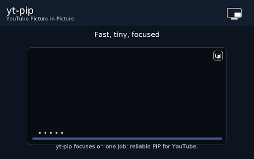 PiP for YouTube™ — Floating Mini Player :: One-click Picture-in-Picture for YouTube & Shorts. Toggle from the toolbar or in-player button. Private, fast, no bloat.