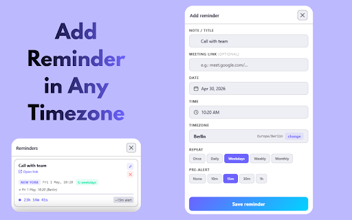 ClockinSync – Timezone Converter & World Clock :: World clock & timezone converter with DST alerts, public holiday warnings & reminders. Auto-detects times on any webpage.
