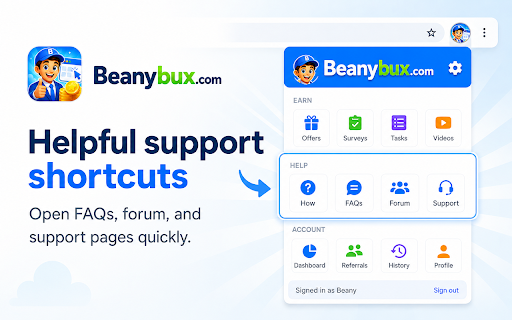 Beanybux.com Quick Access :: Quick toolbar access to useful Beanybux.com pages.