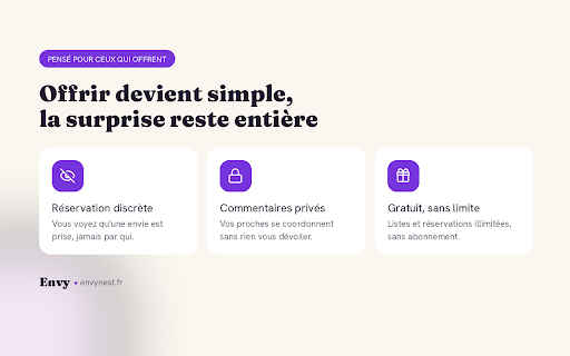 Envy :: Sauvegardez des produits dans vos listes de souhaits Envy depuis n'importe quel site.