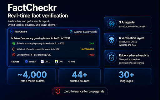 Fact Checkr :: Real-time fact-checking for articles and YouTube: credibility scores, claims and sources while you browse.