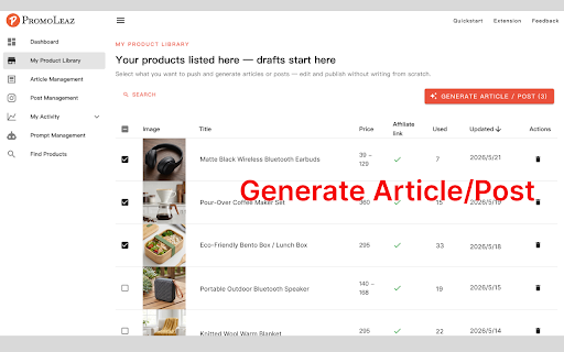 PromoLeaz for Shopee - Shopee Affiliate AI Tools :: 1-click extract Shopee product, AI generates unlimited social promotion replies (Facebook, Threads, X, Instagram).