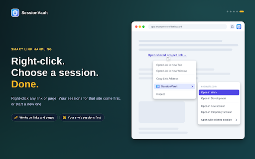 SessionVault - Multi-Session & Tab Manager :: Log into the same website with multiple accounts in different tabs. Per-tab session isolation, fully local, no account required.