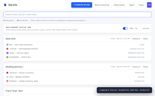 Tab Silo — Tab Manager & Suspender :: Condense all tabs into a searchable list, group them into workspaces, freeze inactive tabs to save RAM.