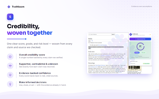 TruthLoom - AI Claim Verifier :: Detect AI-generated content and verify factual claims using trusted evidence.