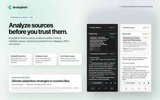 BrainyBrief: Web, PDF & Video Summarizer :: Summarize webpages, PDFs, YouTube videos and transcripts. Translate, ask questions, analyze sources, save notes and view citations.