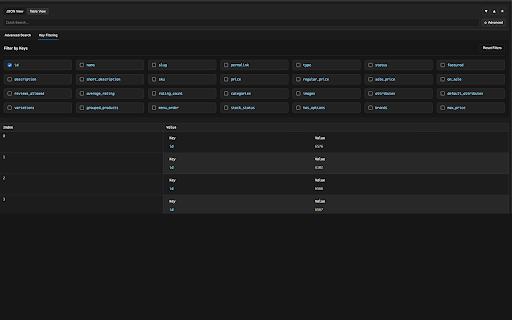 JSON Viewer Pro - Formatter :: Advanced JSON viewer with dark/light themes, search, filtering, and table view. Format and analyze JSON with syntax highlighting.