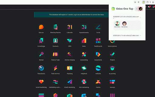 Odoo One Tap :: Instantly switch between Odoo users and dark mode in one click.