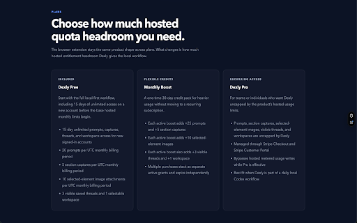 Dexly :: Capture browser context and send tasks to your local Codex workspace.