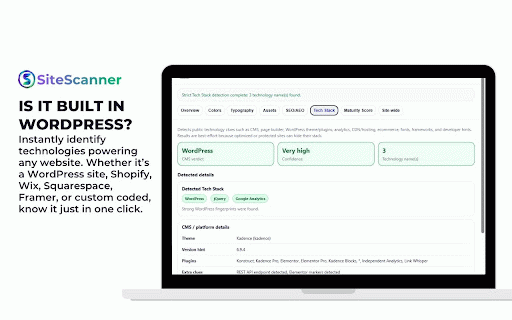 SiteScanner - SEO, AEO, CSS & Website Tech Stack Analyzer :: Professional website intelligence toolkit for SEO audits, AI visibility, tech stack analysis, and asset downloads.