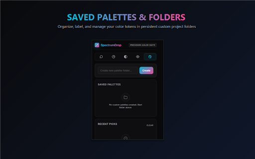 SpectrumDrop - Color Picker & Eyedropper :: Professional color picker, precision eyedropper, page palette builder, WCAG contrast checker, and accessibility simulator.