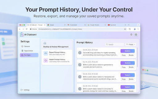 AI Clipboard — Prompt Backup :: Automatically backs up your AI chat prompts locally so failed sends never lose your work. Private: nothing leaves your device.